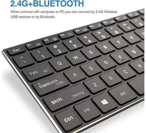 Rii Wireless Bluetooth Keyboard,Multi Device Rechargeable Keyboard Stainless Steel Ultra Slim Bluetooth Keyboard with Multi-Touch Touchpad,Compatible with PC, Mac, Laptop(2.4G+BT New) Rii Wireless Bluetooth Keyboard,Multi Device Rechargeable Keyboard Stainless Steel Ultra Slim Bluetooth Keyboard with Multi-Touch Touchpad,Compatible with PC, Mac, Laptop(2.4G+BT New)