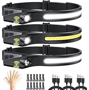 UUYEE Headlamp Rechargeable 3Pack, LED Headlamp Flashlight with Motion Sensor, 230° COB Wide Beam Head Lamp, 5Mode Head Lights for Forehead Waterproof, Bright Headlamps for Adults Running Camping UUYEE Headlamp Rechargeable 3Pack, LED Headlamp Flashlight with Motion Sensor, 230° COB Wide Beam Head Lamp, 5Mode Head Lights for Forehead Waterproof, Bright Headlamps for Adults Running Camping