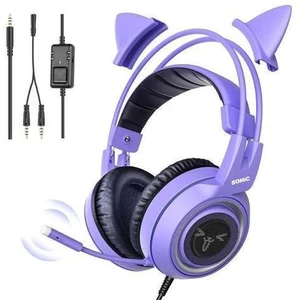 SOMIC G951S Purple Stereo Gaming Headset with Mic for PS4, PS5, Xbox One, PC, Phone, Detachable Cat Ear 3.5MM Noise Reduction Headphones Computer Gaming Headphone Self-Adjusting Gamer H (G951S-Purple) SOMIC G951S Purple Stereo Gaming Headset with Mic for PS4, PS5, Xbox One, PC, Phone, Detachable Cat Ear 3.5MM Noise Reduction Headphones Computer Gaming Headphone Self-Adjusting Gamer H (G951S-Purple)