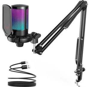 Gaming PC USB Microphone, Podcast Condenser Mic with Boom Arm, Pop Filter, Mute Button for Streaming, Twitch, Online Chat, RGB Computer Mic for PS4/5 PC Gamer Youtuber-AmpliGame A6T Gaming PC USB Microphone, Podcast Condenser Mic with Boom Arm, Pop Filter, Mute Button for Streaming, Twitch, Online Chat, RGB Computer Mic for PS4/5 PC Gamer Youtuber-AmpliGame A6T