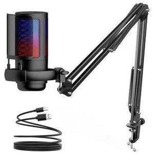 Gaming PC USB Microphone, Podcasting Condenser Microphone with Boom Arm, Pop Filter, Mute Button for Streaming Online Chat, Computer Microphone for PC Gamers Gaming PC USB Microphone, Podcasting Condenser Microphone with Boom Arm, Pop Filter, Mute Button for Streaming Online Chat, Computer Microphone for PC Gamers