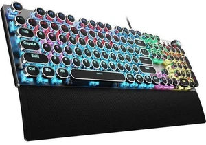 AULA F2088 Typewriter Style Mechanical Gaming Keyboard Blue Switch, with Removable Wrist Rest, Media Control Knob, Rainbow Backlit, Retro Punk Round Keycaps, Full Size USB Wired Computer Keyboards AULA F2088 Typewriter Style Mechanical Gaming Keyboard Blue Switch, with Removable Wrist Rest, Media Control Knob, Rainbow Backlit, Retro Punk Round Keycaps, Full Size USB Wired Computer Keyboards