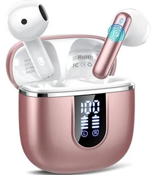 Wireless Earbuds 2025 Bluetooth 5.4 Headphones in Ear Buds 40H HiFi Stereo Bluetooth Earbuds with 4 ENC Noise Cancelling Mics IP7 Waterproof Mini Earphones with Dual LED Display USB C Pink Gold Wireless Earbuds 2025 Bluetooth 5.4 Headphones in Ear Buds 40H HiFi Stereo Bluetooth Earbuds with 4 ENC Noise Cancelling Mics IP7 Waterproof Mini Earphones with Dual LED Display USB C Pink Gold