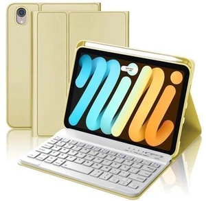 iPad Mini 6th Gen Case with Keyboard & iPad Mini A17 Pro Keyboard Case, Detachable Bluetooth Keyboard for iPad Mini 7/6 8.3in with Pen Holder, Cute Folio Cover for iPad Mini 7th 2024/6th 2021, Yellow iPad Mini 6th Gen Case with Keyboard & iPad Mini A17 Pro Keyboard Case, Detachable Bluetooth Keyboard for iPad Mini 7/6 8.3in with Pen Holder, Cute Folio Cover for iPad Mini 7th 2024/6th 2021, Yellow