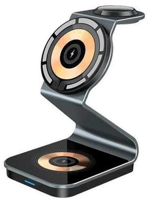 3-in-1 Magnetic Mobile Phone Stand & Wireless Charger with QC3.0 PD 7W for Mobile Phone Earphone Smart Watch 3-in-1 Magnetic Mobile Phone Stand & Wireless Charger with QC3.0 PD 7W for Mobile Phone Earphone Smart Watch