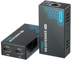 PWAY HDMI Extender 500ft Over Single Cat5e/6, One to Multiple Monitors by Gigabit Ethernet Switch, Full HD 1080P@60Hz Video Extended PWAY HDMI Extender 500ft Over Single Cat5e/6, One to Multiple Monitors by Gigabit Ethernet Switch, Full HD 1080P@60Hz Video Extended