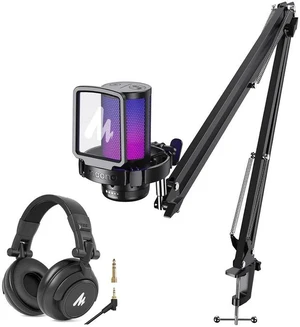 Gaming USB Microphone with Headphones, Noise Cancellation Condenser mic with Mute, Gain, Monitoring Gaming USB Microphone with Headphones, Noise Cancellation Condenser mic with Mute, Gain, Monitoring