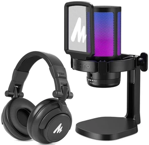 USB Gaming Microphone with Headphones, PC Computer Condenser mic with Noise Cancellation, RGB Lights USB Gaming Microphone with Headphones, PC Computer Condenser mic with Noise Cancellation, RGB Lights