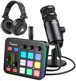 Gaming Audio Mixer & XLR Dynamic Microphone& Hadphone, Audio Interface with Pro-preamp, RGB, Bluetoo Gaming Audio Mixer & XLR Dynamic Microphone& Hadphone, Audio Interface with Pro-preamp, RGB, Bluetoo