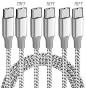SOEWIOU USB C Cable3 Pack 10FT 60W Fast Charging USB C to USB C Cable, Durable Type C Charger Cable for iPhone 17/16/15/iPad MacBook CarPlay and More-Grey White SOEWIOU USB C Cable3 Pack 10FT 60W Fast Charging USB C to USB C Cable, Durable Type C Charger Cable for iPhone 17/16/15/iPad MacBook CarPlay and More-Grey White
