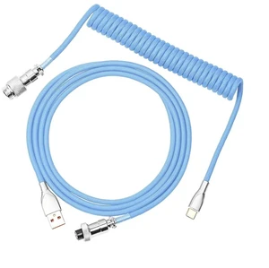 Mix 1.8m Coiled Type-C to USB A TPU Mechanical Keyboard Space Cable with Detachable Aviator Connector for Gaming Keyboard and Cellphone(Peacock Blue) Mix 1.8m Coiled Type-C to USB A TPU Mechanical Keyboard Space Cable with Detachable Aviator Connector for Gaming Keyboard and Cellphone(Peacock Blue)