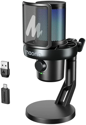 Wireless/USB Microphone for PC, Condenser Gaming Mic with Software AI Voice Change,3-Level Noise Can Wireless/USB Microphone for PC, Condenser Gaming Mic with Software AI Voice Change,3-Level Noise Can