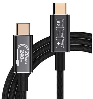 USB-C Cable - 4K Video & Power 3.2 Gen 2 20Gbps 240W PD Fast Charging 6.6FT Black USB-C Cable - 4K Video & Power 3.2 Gen 2 20Gbps 240W PD Fast Charging 6.6FT Black