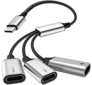 USB C Splitter Cable USB C Male to 3 USB C Female Adapter with Fast Charging Data Transfer 3 in 1 OTG Type C Cord Converter for iPhone 15/15 Pro/15 Pro Max/15 Plus iPad Pro/Air Mac USB C Splitter Cable USB C Male to 3 USB C Female Adapter with Fast Charging Data Transfer 3 in 1 OTG Type C Cord Converter for iPhone 15/15 Pro/15 Pro Max/15 Plus iPad Pro/Air Mac