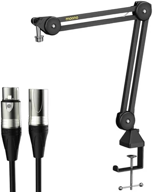 Boom Arm Microphone Stand with XLR Cable: Adjustable Metal Suspension Mic Boom Arm Kit for Podcast G Boom Arm Microphone Stand with XLR Cable: Adjustable Metal Suspension Mic Boom Arm Kit for Podcast G