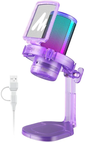 USB Gaming Microphone for PC, Noise Cancellation Condenser Mic with RGB, Mute, Gain, Computer Desk M USB Gaming Microphone for PC, Noise Cancellation Condenser Mic with RGB, Mute, Gain, Computer Desk M