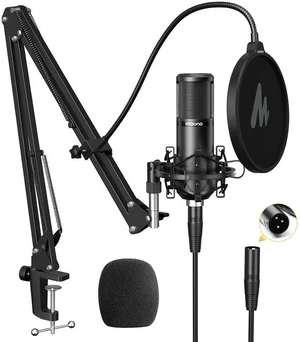 XLR Condenser Microphone, Professional Cardioid Studio Mic with Boom Arm, Pop Filter, Compatible wit XLR Condenser Microphone, Professional Cardioid Studio Mic with Boom Arm, Pop Filter, Compatible wit