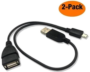 2-in-1 Micro USB to USB OTG Adapter (OTG Cable + TV's USB Power Cable) - 2 Pack 2-in-1 Micro USB to USB OTG Adapter (OTG Cable + TV's USB Power Cable) - 2 Pack