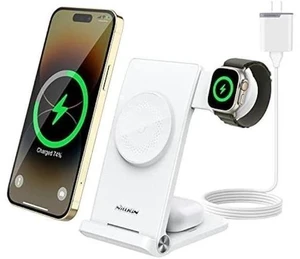 Nillkin 3 in 1 Charging Station for Apple Devices, Foldable&Portable Magsafe Charger Stand for iPhone 15/14/13/12 Pro Max/Pro, Only for Apple Watch Ultra/8/7/SE/6/5/4/3/2, for AirPods Nillkin 3 in 1 Charging Station for Apple Devices, Foldable&Portable Magsafe Charger Stand for iPhone 15/14/13/12 Pro Max/Pro, Only for Apple Watch Ultra/8/7/SE/6/5/4/3/2, for AirPods