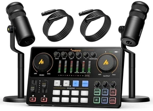 Podcast Equipment Bundle for 2: Audio Interface Mixer with 2 XLR Dynamic Mic Noise Reduction Podcast Podcast Equipment Bundle for 2: Audio Interface Mixer with 2 XLR Dynamic Mic Noise Reduction Podcast