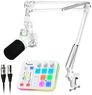 Podcast Equipment Bundle: Audio Interface and USB/XLR Dynamic Microphone-Caster G1 NEO+PD200XS White Podcast Equipment Bundle: Audio Interface and USB/XLR Dynamic Microphone-Caster G1 NEO+PD200XS White