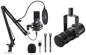 AU-A04 USB Microphone with PD400X Dynamic Microphone Bundle for Podcast, Studio, Streaming, Recordin AU-A04 USB Microphone with PD400X Dynamic Microphone Bundle for Podcast, Studio, Streaming, Recordin