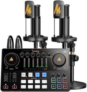 Podcast Equipment Bundle for 2: Audio Interface Mixer with 2 XLR Condenser Mic Noise Reduction Podca Podcast Equipment Bundle for 2: Audio Interface Mixer with 2 XLR Condenser Mic Noise Reduction Podca