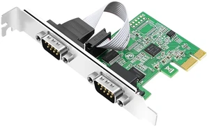 PCI Express (PCIe) 2-Port RS232 Serial Adapter Card, PCI-E to DB9 COM Port Expansion Card, 9-Pin Industrial Controller Card with Low/Full Profile Brackets for Desktop PC PCI Express (PCIe) 2-Port RS232 Serial Adapter Card, PCI-E to DB9 COM Port Expansion Card, 9-Pin Industrial Controller Card with Low/Full Profile Brackets for Desktop PC