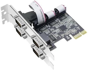 PCI Express 4-Port Serial COM Expansion Card, PCIe to DB9 RS232 Serial Adapter Card with Low Profile Bracket, Industrial 9-pin Port COM Controller Card for Desktop PC PCI Express 4-Port Serial COM Expansion Card, PCIe to DB9 RS232 Serial Adapter Card with Low Profile Bracket, Industrial 9-pin Port COM Controller Card for Desktop PC