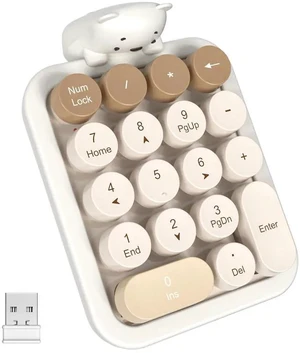 Wireless Number Pad with Bear - Mixed Milktea Numeric Keypad 18 Keys 2.4G Round Keycap Colorful Extensions Cute Numpad, Portable Accounting Financial Retro Numpad 10 Key for Laptop/PC/Notebook Wireless Number Pad with Bear - Mixed Milktea Numeric Keypad 18 Keys 2.4G Round Keycap Colorful Extensions Cute Numpad, Portable Accounting Financial Retro Numpad 10 Key for Laptop/PC/Notebook