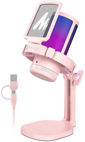 USB Gaming Microphone for PC, Noise Cancellation Condenser Mic with RGB, Mute, Gain, Computer Desk M USB Gaming Microphone for PC, Noise Cancellation Condenser Mic with RGB, Mute, Gain, Computer Desk M
