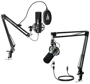 USB XLR Microphone Set: PC Computer Podcast Cardioid Metal Mic Kit with Software for Recording, Stud USB XLR Microphone Set: PC Computer Podcast Cardioid Metal Mic Kit with Software for Recording, Stud