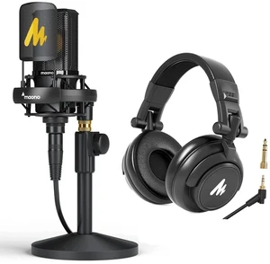PM500 XLR Condenser Microphone with 34mm Large Diaphragm and AU-MH601 Over Ear Stereo Monitor Closed PM500 XLR Condenser Microphone with 34mm Large Diaphragm and AU-MH601 Over Ear Stereo Monitor Closed