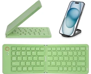 Mini Foldable Bluetooth Keyboard - Portable Wireless Full Size Keyboard (Sync Up to 3 Devices), Ultra-Slim Aluminum Travel Folding Keyboard for iPhone iPad Mac Android Windows iOS (Green) Mini Foldable Bluetooth Keyboard - Portable Wireless Full Size Keyboard (Sync Up to 3 Devices), Ultra-Slim Aluminum Travel Folding Keyboard for iPhone iPad Mac Android Windows iOS (Green)