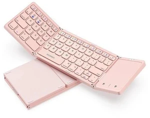 Foldable Bluetooth Keyboard - Multi-Device Mini Wireless Keyboard with Touchpad, Pocket-Sized Travel Keyboard Compatible with iPad, iPhone, Tablet, Smartphone, iOS, Android, Windows - Pink Foldable Bluetooth Keyboard - Multi-Device Mini Wireless Keyboard with Touchpad, Pocket-Sized Travel Keyboard Compatible with iPad, iPhone, Tablet, Smartphone, iOS, Android, Windows - Pink