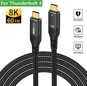 AJMRTC 6.6FT/2M Thunderbolt 4 USB4 USB-C Cable, 40Gbps Data Transfer, 100W PD Fast Charging, 8K Video Output Cord Compatible with Thunderbolt 3/4, All USB-C Laptops, Tablets, Docks and External SSDs AJMRTC 6.6FT/2M Thunderbolt 4 USB4 USB-C Cable, 40Gbps Data Transfer, 100W PD Fast Charging, 8K Video Output Cord Compatible with Thunderbolt 3/4, All USB-C Laptops, Tablets, Docks and External SSDs