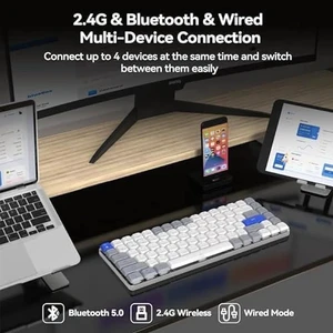 AUSDOM Wireless Bluetooth 75% Mechanical Keyboard: Compact Multi-Device Rechargeable Backlit Gaming Keyboard with 84-Key Layout, Low Profile Brown Switches for Windows/Mac/PC/Laptop AUSDOM Wireless Bluetooth 75% Mechanical Keyboard: Compact Multi-Device Rechargeable Backlit Gaming Keyboard with 84-Key Layout, Low Profile Brown Switches for Windows/Mac/PC/Laptop
