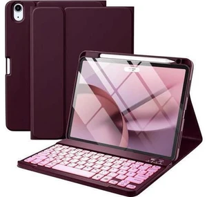 For iPad Air 11 M2 & iPad Air 5th 4th Generation Case with Keyboard - Folio Keyboard Cover with Pencil Holder for iPad Air 11-inch 2024, iPad Air 5 2022/ iPad Air 4 2020 (Mulberry) For iPad Air 11 M2 & iPad Air 5th 4th Generation Case with Keyboard - Folio Keyboard Cover with Pencil Holder for iPad Air 11-inch 2024, iPad Air 5 2022/ iPad Air 4 2020 (Mulberry)