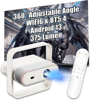 NSL03 Bluetooth Speaker Smart Projector with WiFi, 950S Chip Video Projector with 375 Lumens, 1080P, Android 13.0 Wireless Projector for Bedroom, Home Theater, Outdoor, 360° Adjustable Angle (White) NSL03 Bluetooth Speaker Smart Projector with WiFi, 950S Chip Video Projector with 375 Lumens, 1080P, Android 13.0 Wireless Projector for Bedroom, Home Theater, Outdoor, 360° Adjustable Angle (White)