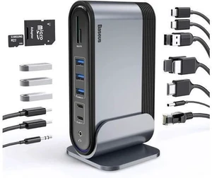 Baseus 17-in-1 USB C Docking Station to Cast on 3 Monitors, 4K USB C Dock Laptop Docking Station with 100W PD USB-C Port, 4K HDMI*3, USB 3.0*5, LAN, SD/TF Cards Reader, Audio Port for Windows, Mac Baseus 17-in-1 USB C Docking Station to Cast on 3 Monitors, 4K USB C Dock Laptop Docking Station with 100W PD USB-C Port, 4K HDMI*3, USB 3.0*5, LAN, SD/TF Cards Reader, Audio Port for Windows, Mac