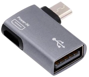USB 2.0 to Type-A Female OTG Host Adapter 90 Degree Left Angled with USB Power for Phone Tablet USB 2.0 to Type-A Female OTG Host Adapter 90 Degree Left Angled with USB Power for Phone Tablet