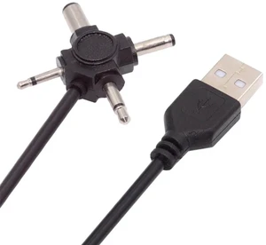2.0 Type-A Male to 4-in-1 DC 5V 5.5x2.1mm 4.0x1.7mm Mono 3.5mm 2.5mm Power Plug Barrel Connector Charge Cable 2.0 Type-A Male to 4-in-1 DC 5V 5.5x2.1mm 4.0x1.7mm Mono 3.5mm 2.5mm Power Plug Barrel Connector Charge Cable