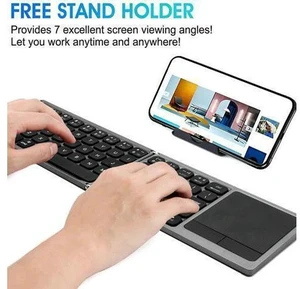 Foldable Bluetooth Keyboard, Portable Keyboard with Sensitive Touchpad and Stand, Pocket Sized Folding Travel Keypad Compatible with iOS for Android Phone Tablet Foldable Bluetooth Keyboard, Portable Keyboard with Sensitive Touchpad and Stand, Pocket Sized Folding Travel Keypad Compatible with iOS for Android Phone Tablet
