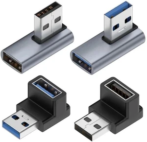 90 Degree Right Angle USB 3.0 Type-A Male to Female Adapter, 4 Directions Left/Right/Up/Down Elbow USB Extender Connector for PC, Laptops, USB Chargers & All USB-A Devices 90 Degree Right Angle USB 3.0 Type-A Male to Female Adapter, 4 Directions Left/Right/Up/Down Elbow USB Extender Connector for PC, Laptops, USB Chargers & All USB-A Devices