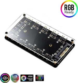 5V 3Pin ARGB 11-Port Hub with Magnetic Base & PMMA Shell, SATA Powered RGB Splitter with 1.64FT Extension Cable for LED Strips, Fans & Coolers 5V 3Pin ARGB 11-Port Hub with Magnetic Base & PMMA Shell, SATA Powered RGB Splitter with 1.64FT Extension Cable for LED Strips, Fans & Coolers
