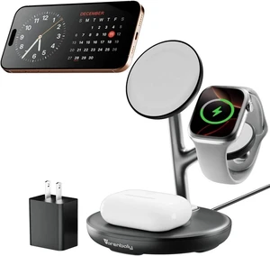 Magnetic Charger for iPhone Charging Station Mag-Safe Phone Charger for iPhone 17 16 15-12 Series for Airpods Watch and Phone Charging Stand Magnetic Charger for iPhone Charging Station Mag-Safe Phone Charger for iPhone 17 16 15-12 Series for Airpods Watch and Phone Charging Stand