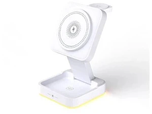 3 in 1 Wireless Charger 15W Foldable Wireless Magnetic Charger Station with Night Lamp for Phone Watch and Earphone White 3 in 1 Wireless Charger 15W Foldable Wireless Magnetic Charger Station with Night Lamp for Phone Watch and Earphone White