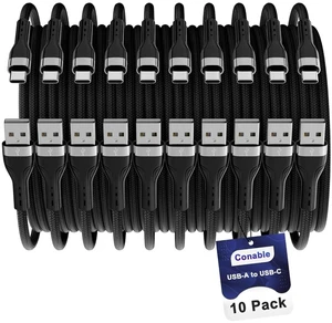 USB C Cable (4FT 10-Pack) USB A to USB Cord Fast Charging Compatible with iPhone 17 iPhone Air iPhone 17 Pro iPhone 17 Pro Max iPhone 16/15 Series Galaxy S24 LG and Car Play and More USB C Cable (4FT 10-Pack) USB A to USB Cord Fast Charging Compatible with iPhone 17 iPhone Air iPhone 17 Pro iPhone 17 Pro Max iPhone 16/15 Series Galaxy S24 LG and Car Play and More