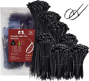 Zip Ties Assorted Sizes 700 Pack 4+6+8+10+12 Inch Cable Ties Heavy Duty 40lbs Plastic Wire Ties UV Resistant Zipties Black Small Zip Tie Wraps Assortment Cord Management for Home Office Gardening Zip Ties Assorted Sizes 700 Pack 4+6+8+10+12 Inch Cable Ties Heavy Duty 40lbs Plastic Wire Ties UV Resistant Zipties Black Small Zip Tie Wraps Assortment Cord Management for Home Office Gardening