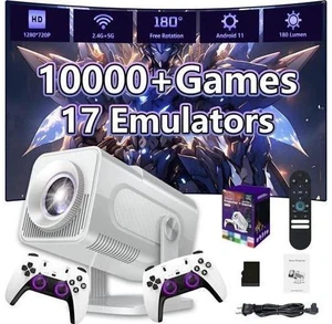 HCS350 Max Smart Portable projector,10000+ Games,17 emulator Projectors with WIFI & Bluetooth,180° Free Projection,Autofocus,180 Lumens,1280*720P with 2 Wireless Controller,Android 11,for Camping HCS350 Max Smart Portable projector,10000+ Games,17 emulator Projectors with WIFI & Bluetooth,180° Free Projection,Autofocus,180 Lumens,1280*720P with 2 Wireless Controller,Android 11,for Camping